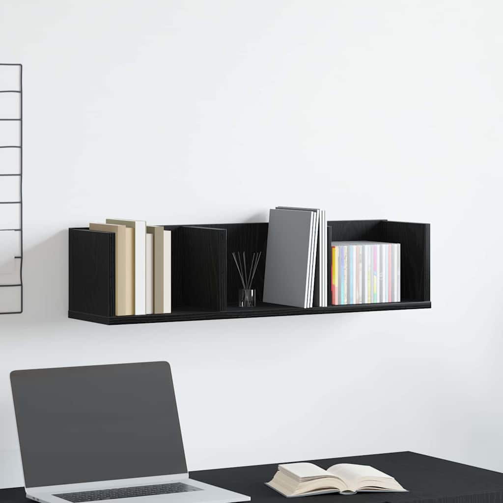 CD Wall Shelf - Black Oak, 75x18x18 cm, Made of Engineered Wood