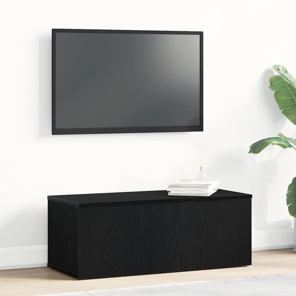 Black Oak TV Stand - 80x34x30 cm - Engineered Wood