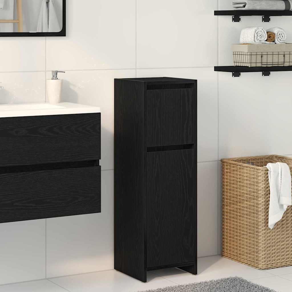 Bathroom Cabinet Black Oak 30x30x95 cm Engineered Wood