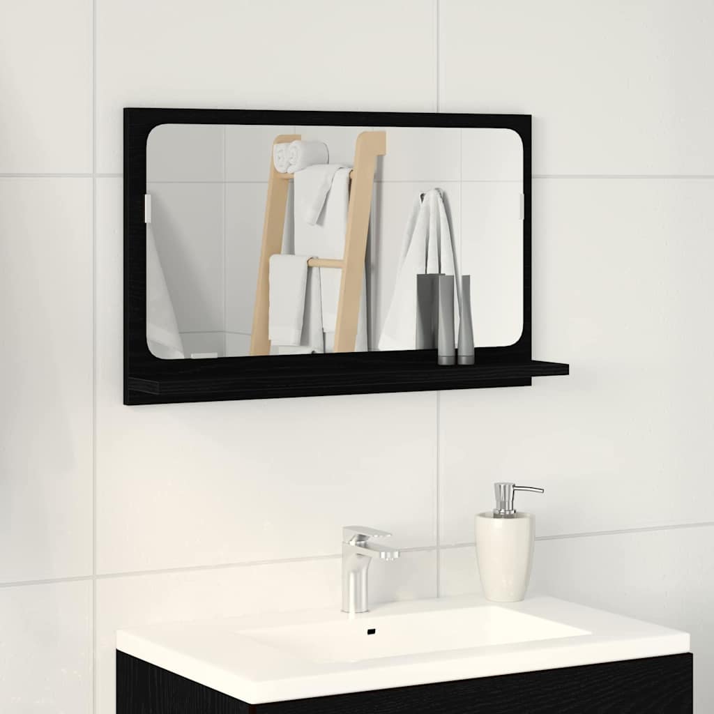Bathroom Mirror in Black Oak, 60x10.5x37 cm, Made of Engineered Wood
