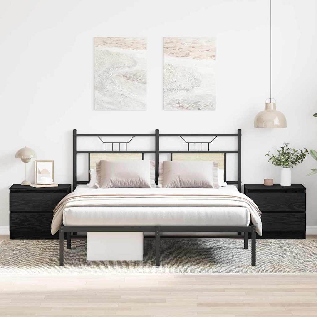 Nightstands 2 pack Black Oak 50x40x43.5 cm Made from Engineered Wood
