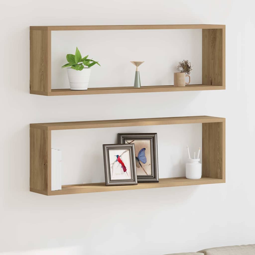 Wall Shelves 2 pcs Artisan Oak 80x15x26 cm Engineered Wood