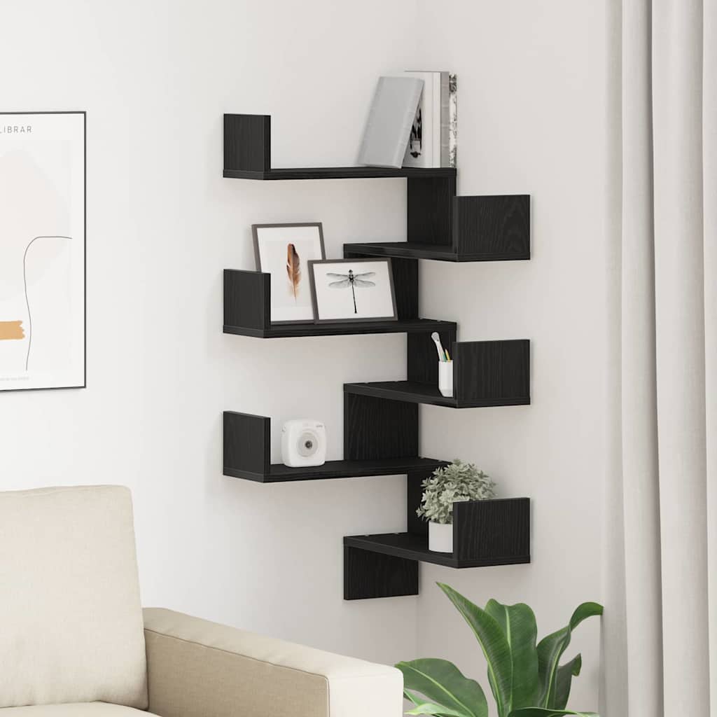 Wall Shelves 2 pcs Black Oak 40x40x49.5 cm Engineered Wood