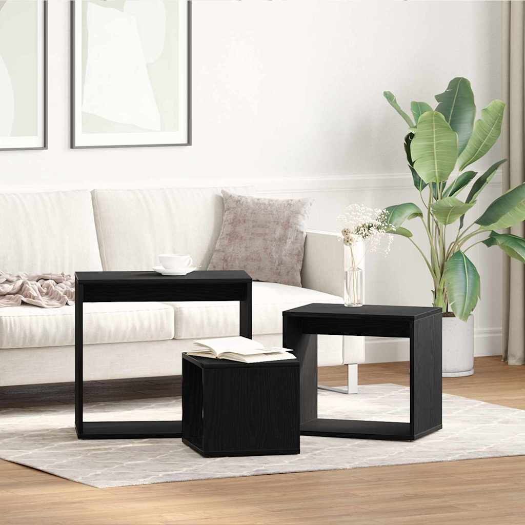 Nesting Tables Set of 3 - Black Oak Engineered Wood