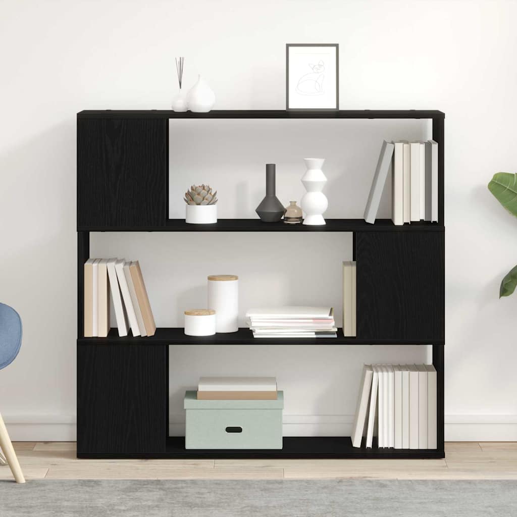 Black Oak Book Shelf 100x24x94 cm Made with Engineered Wood