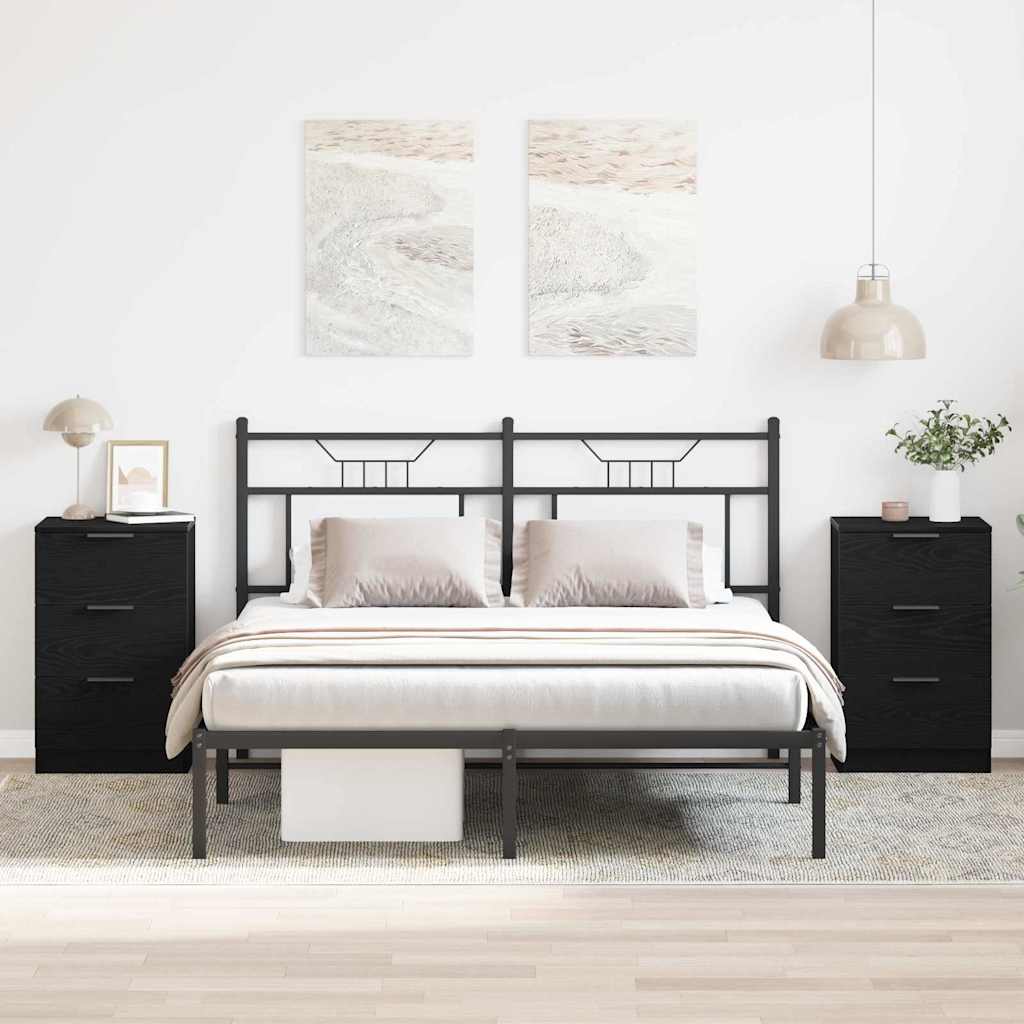 Nightstands 2 pack Black Oak 40x65x65 cm Made of Engineered Wood