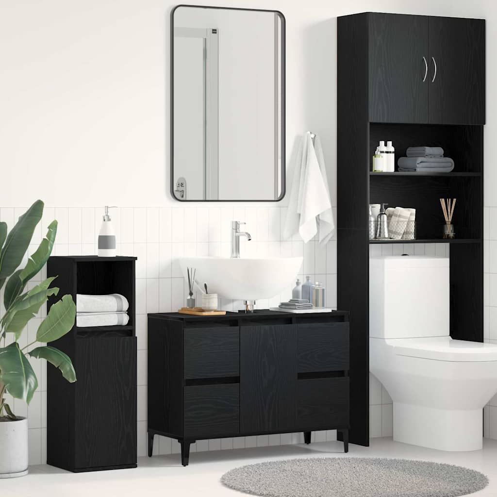 Bathroom Sink Cabinet in Black Oak - 80x33x60 cm, Made from Engineered Wood