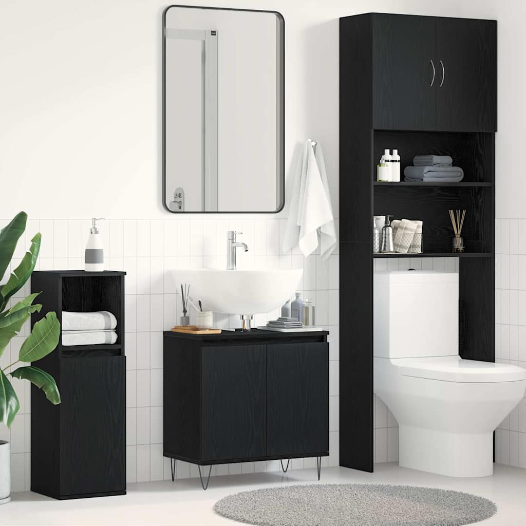 Bathroom Sink Cabinet Black Oak 58x33x60 cm Engineered Wood