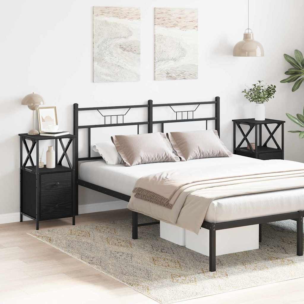 Nightstands 2 Pack Black Oak 34x35.5x70 cm Made of Engineered Wood