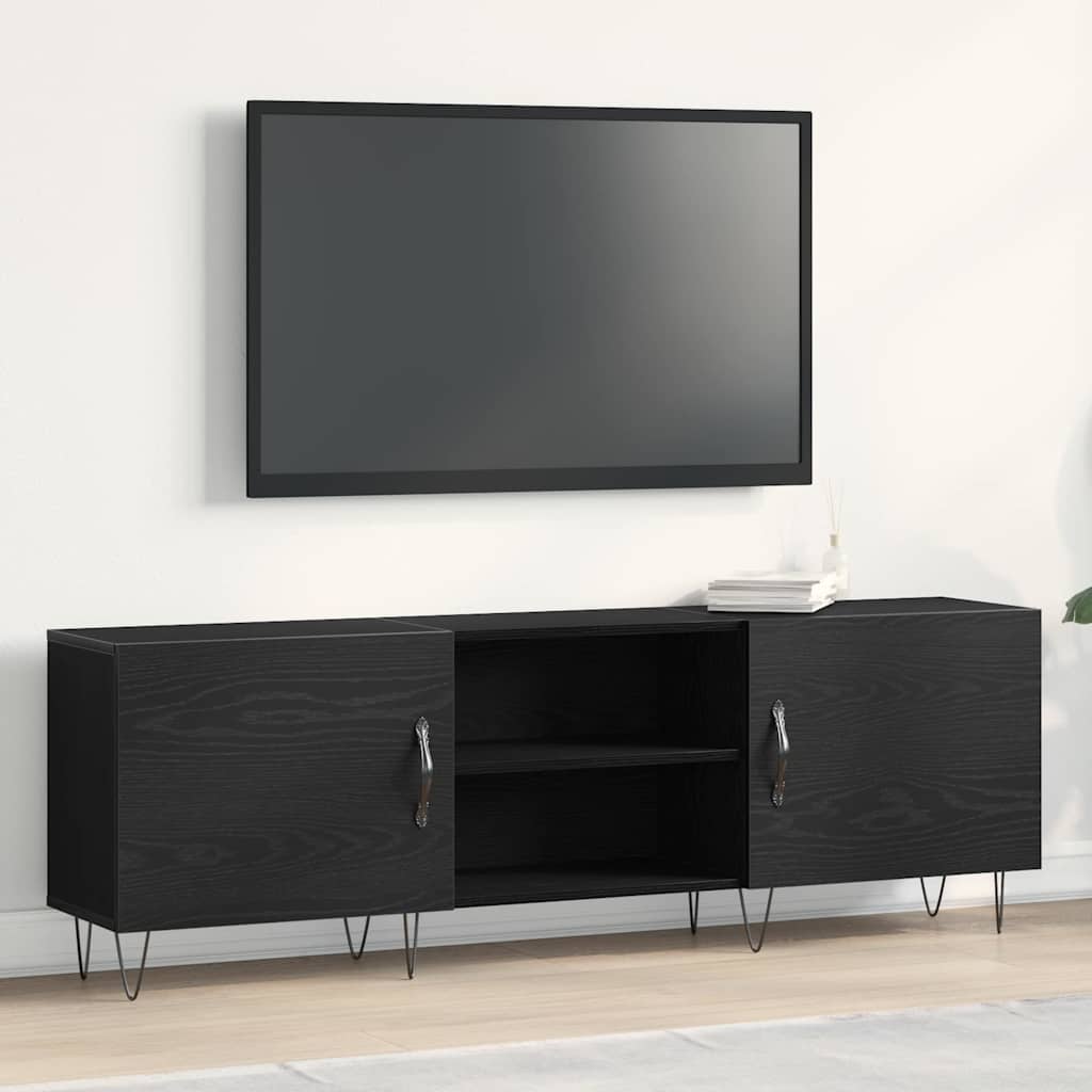 TV Cabinet Black Oak 150x30x50 cm Engineered Wood