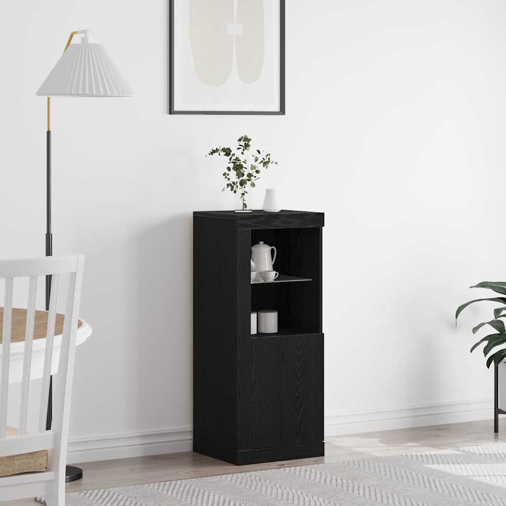 Sideboard with LED Lights Black Oak 41x37x100 cm