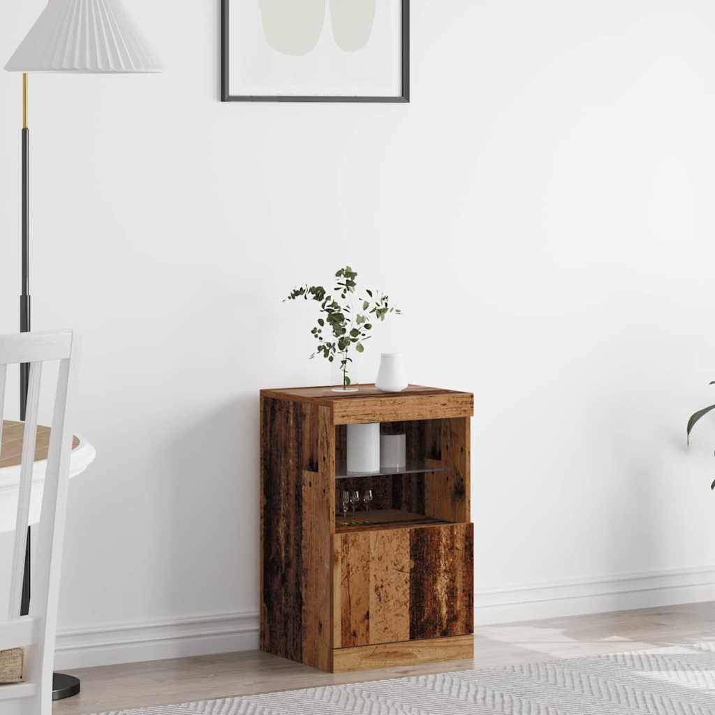 Sideboard with LED Lights Old Wood 41x37x67 cm