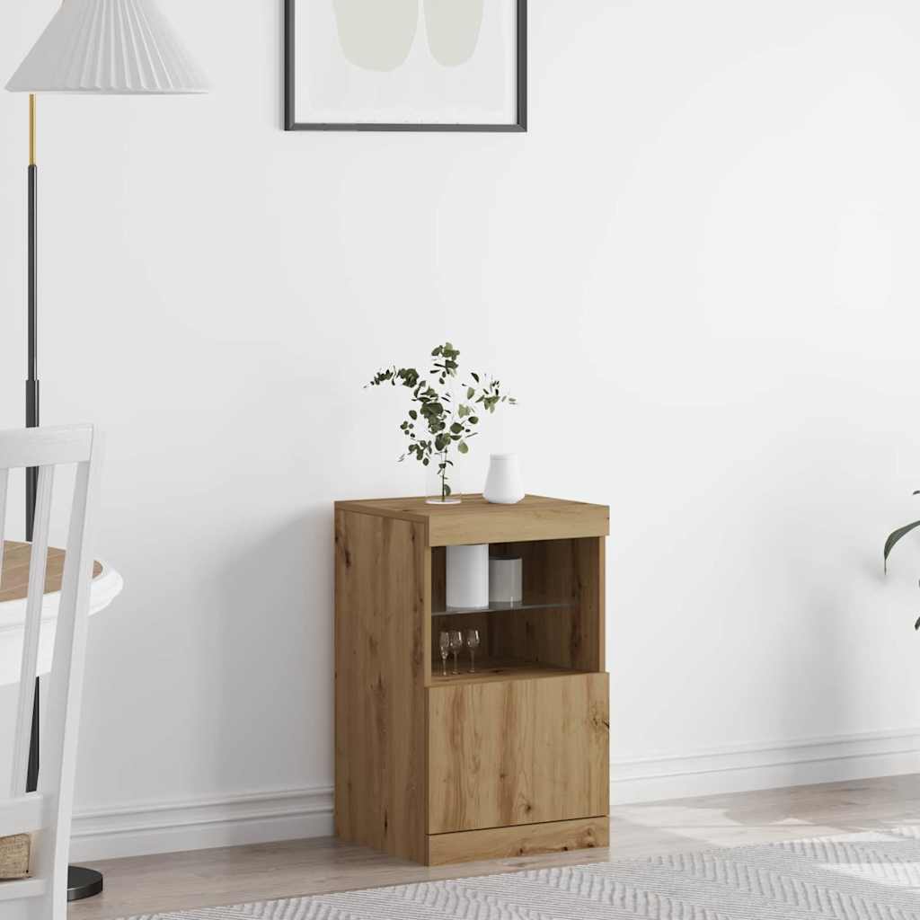 Sideboard with LED Lights Artisan Oak 41x37x67 cm
