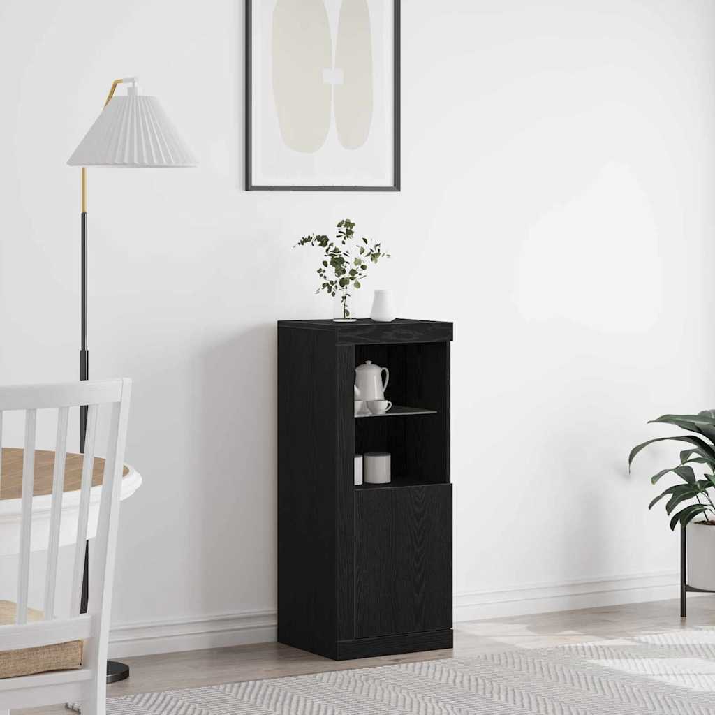 Sideboard with LED Lights Black Oak 41x37x100 cm