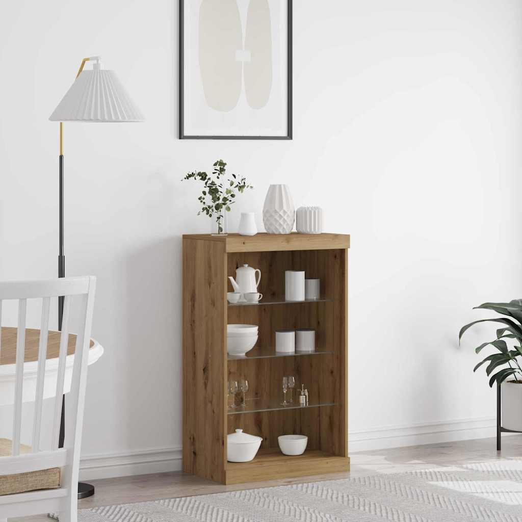 Sideboard with LED Lights Artisan Oak 60,5x37x100 cm