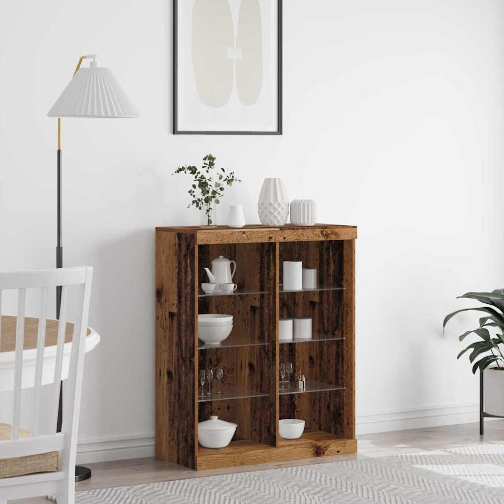 Sideboard with LED Lights Old Wood 41x37x100 cm