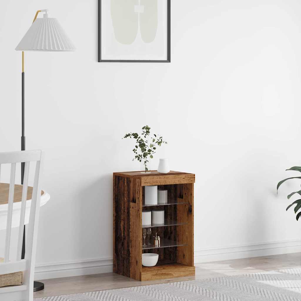 Sideboard with LED Lights Old Wood 41x37x67 cm