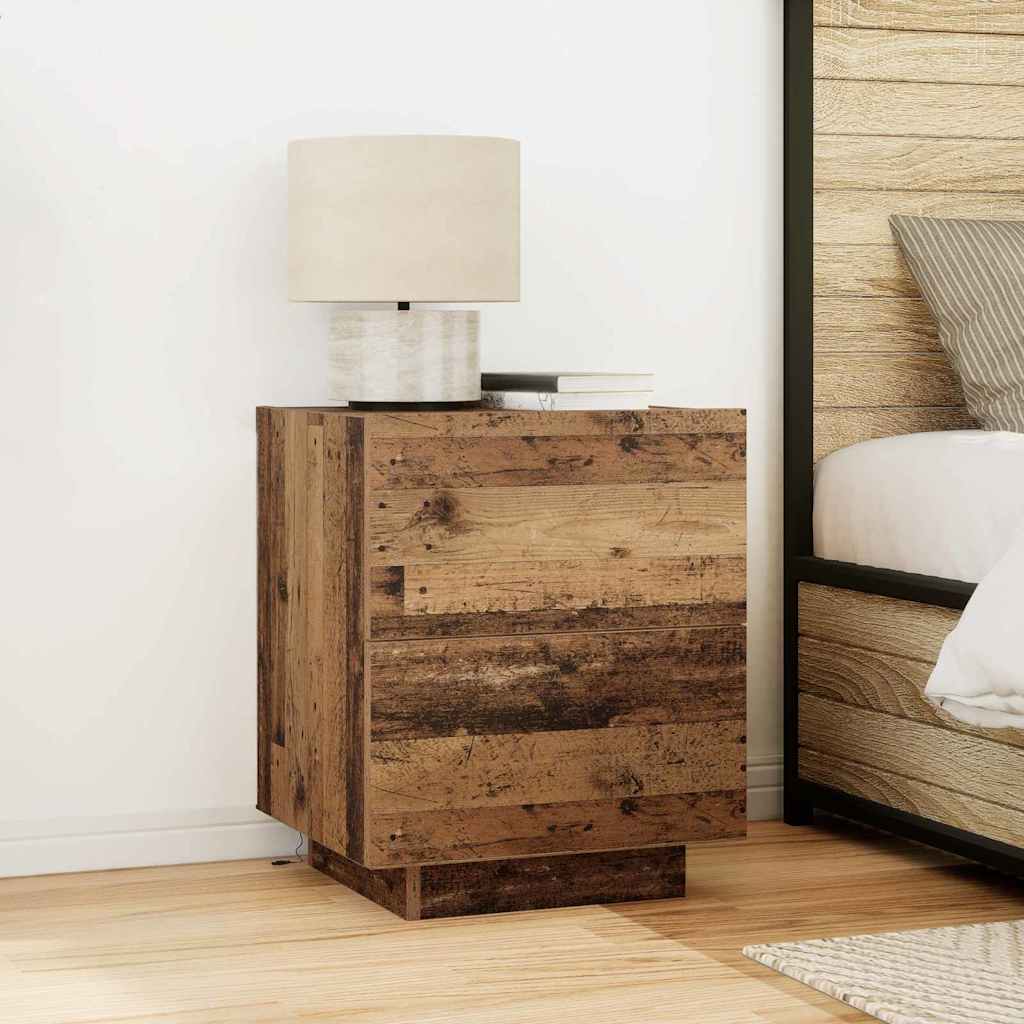 Bedside Cabinet with LED Lights Old Wood 45x40x55 cm