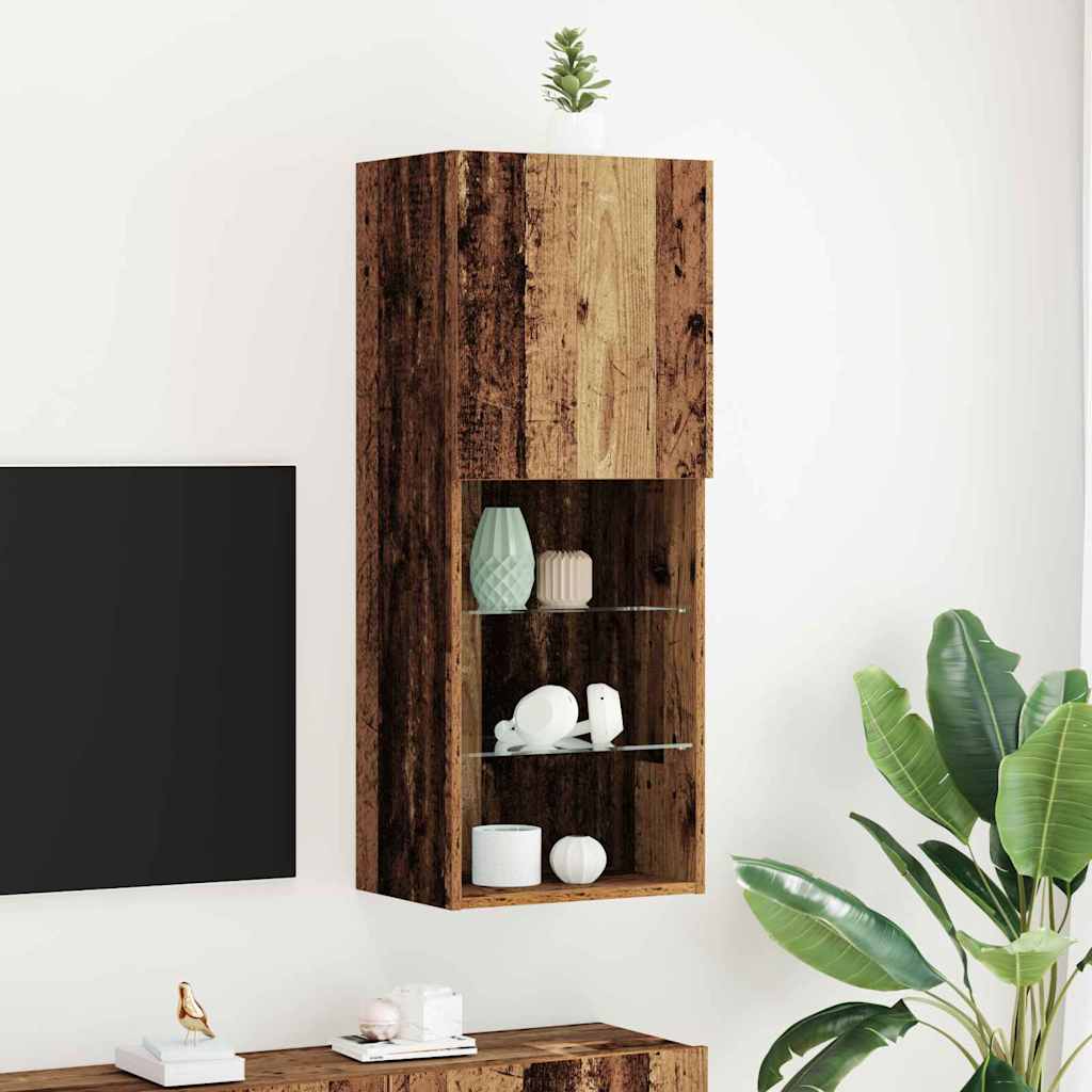 TV Cabinet with LED Lights Old Wood 40,5x30x102 cm