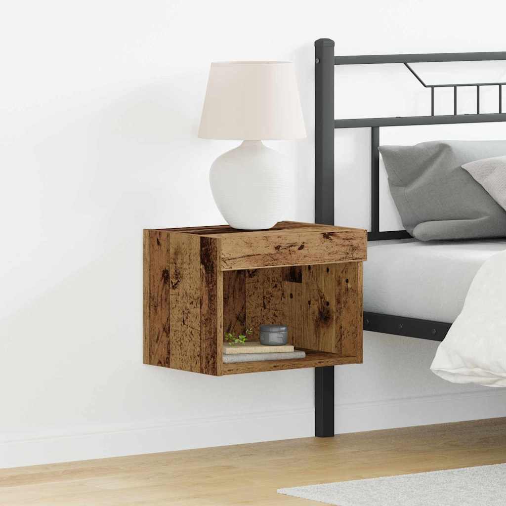 Wall Cabinet with LED Lights Old Wood 40x30x30 cm