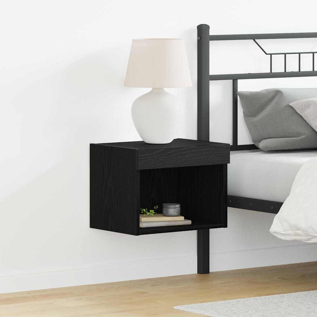 Wall Cabinets with LED Lights 2 pcs Black Oak 40x30x30 cm