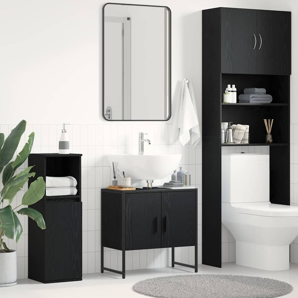 Bathroom Sink Cabinet Black Oak 60x33x60 cm Engineered Wood
