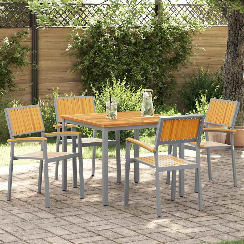 HAPARK Stacking Chair 4 pcs 56x57x87 cm Acacia Wooden - Brown