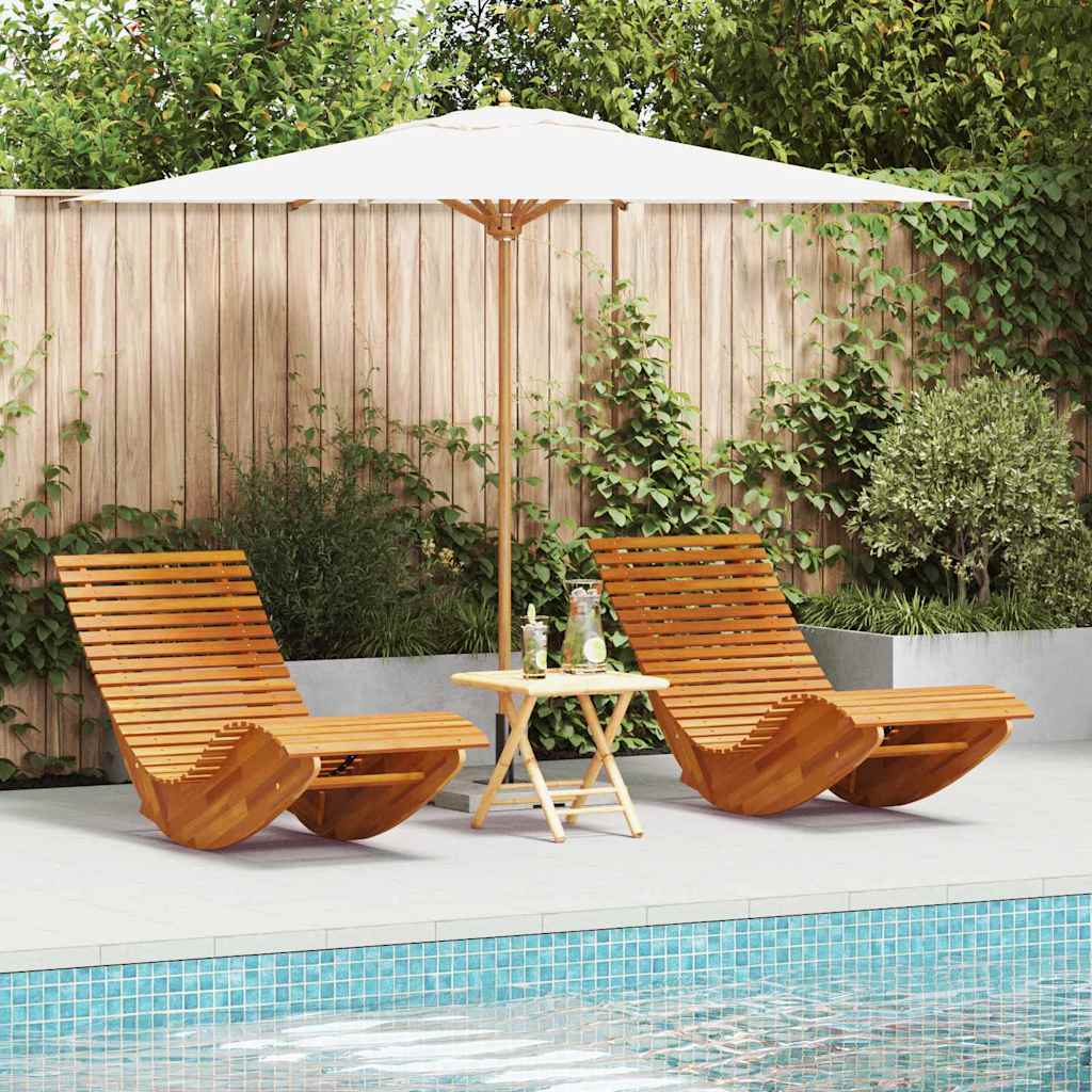 TRNBRO Lounger 2-person 2 pcs 154x60x74 cm Acacia Wooden - Brown