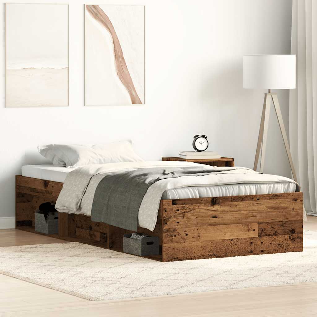 Bedframe Old Wood 75x190cm Engineered Wood