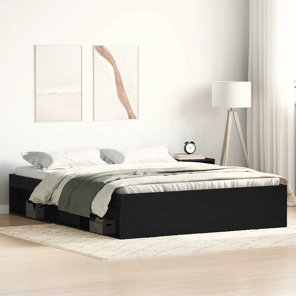 Bedframe Black Oak 150x200cm Engineered Wood