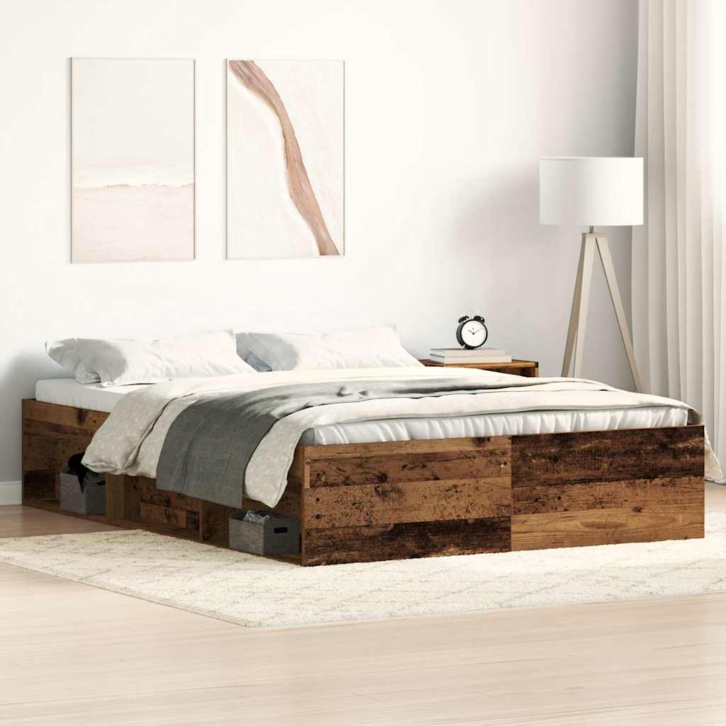 Bedframe Old Wood 135x190cm Engineered Wood