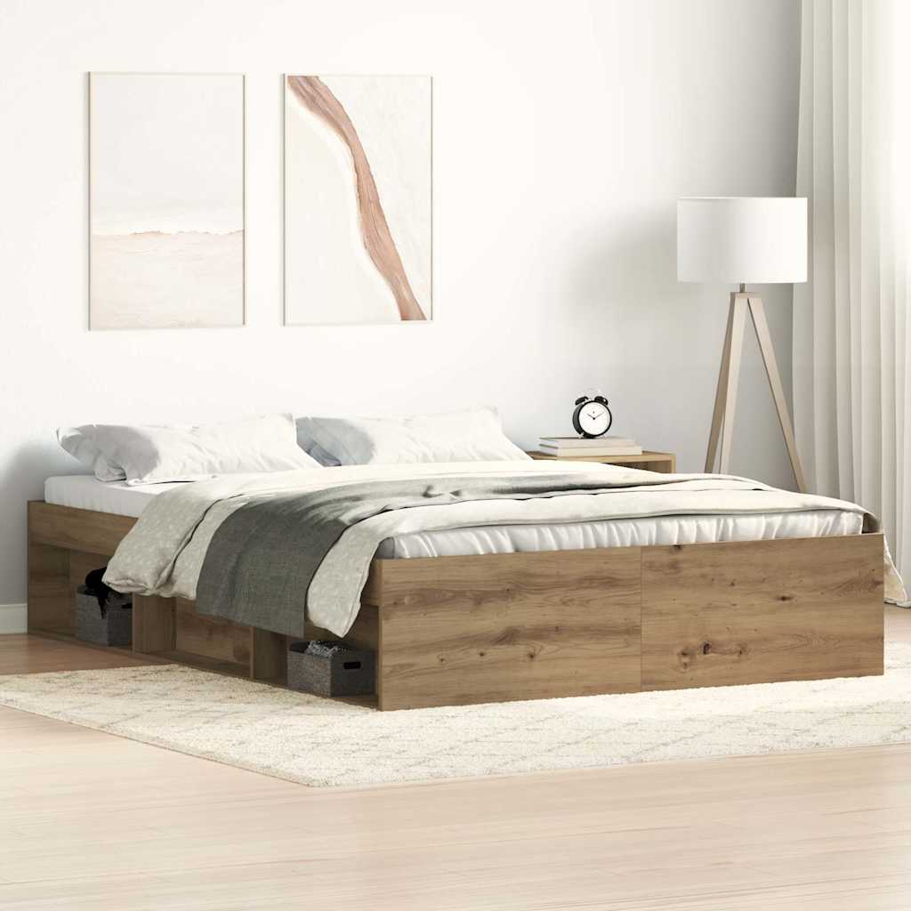 Bedframe Artisan Oak 135x190cm Engineered Wood