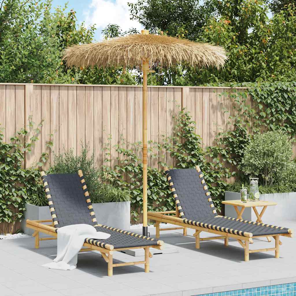 PANMERE Tiki Umbrella with Banana Leaf Canopy 180 cm Bamboo