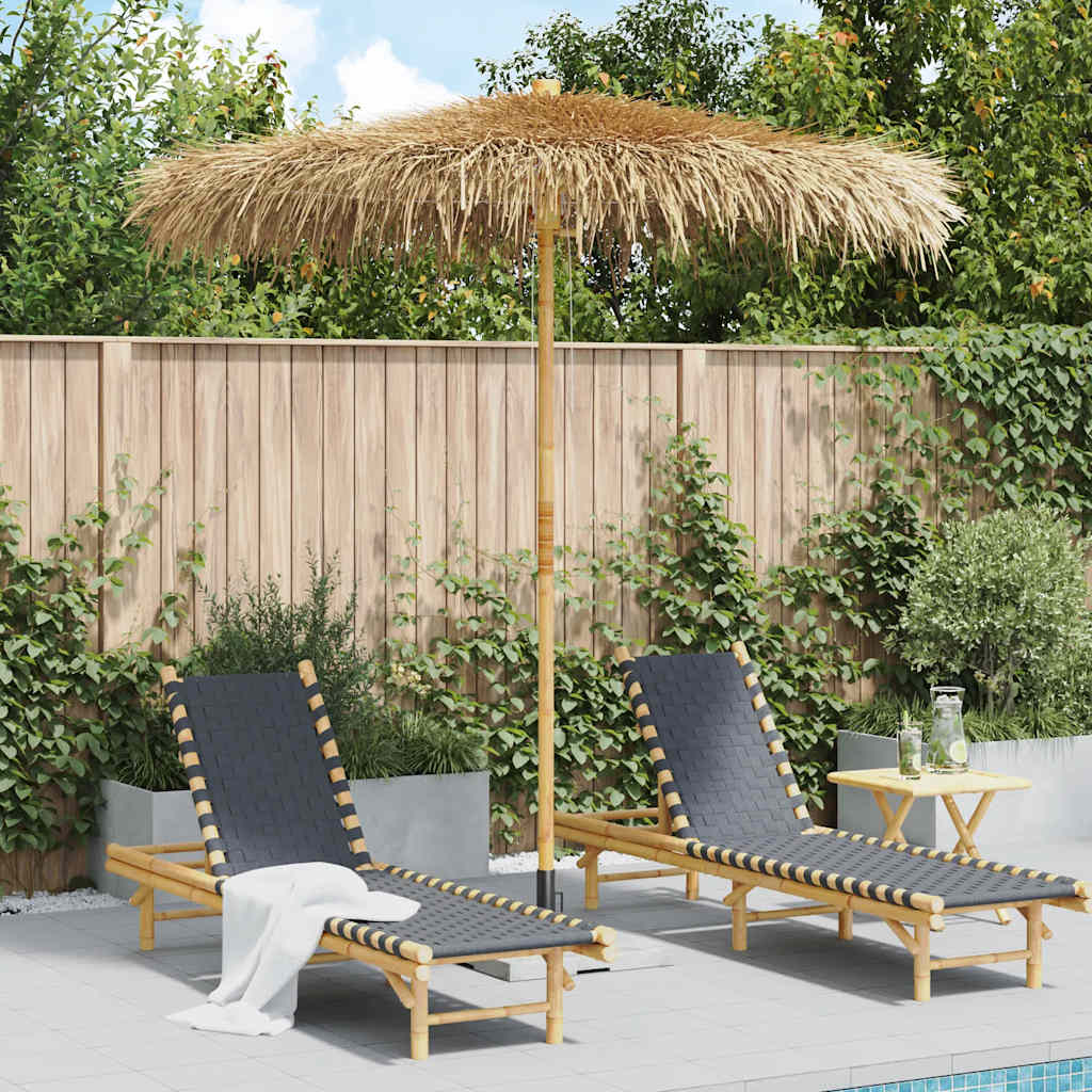 PANMERE Tiki Umbrella with Banana Leaf Canopy 240 cm Bamboo