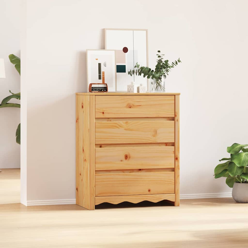 VESTRA Oak Finish Chest of Drawers - Medium-sized, 4 Drawers
