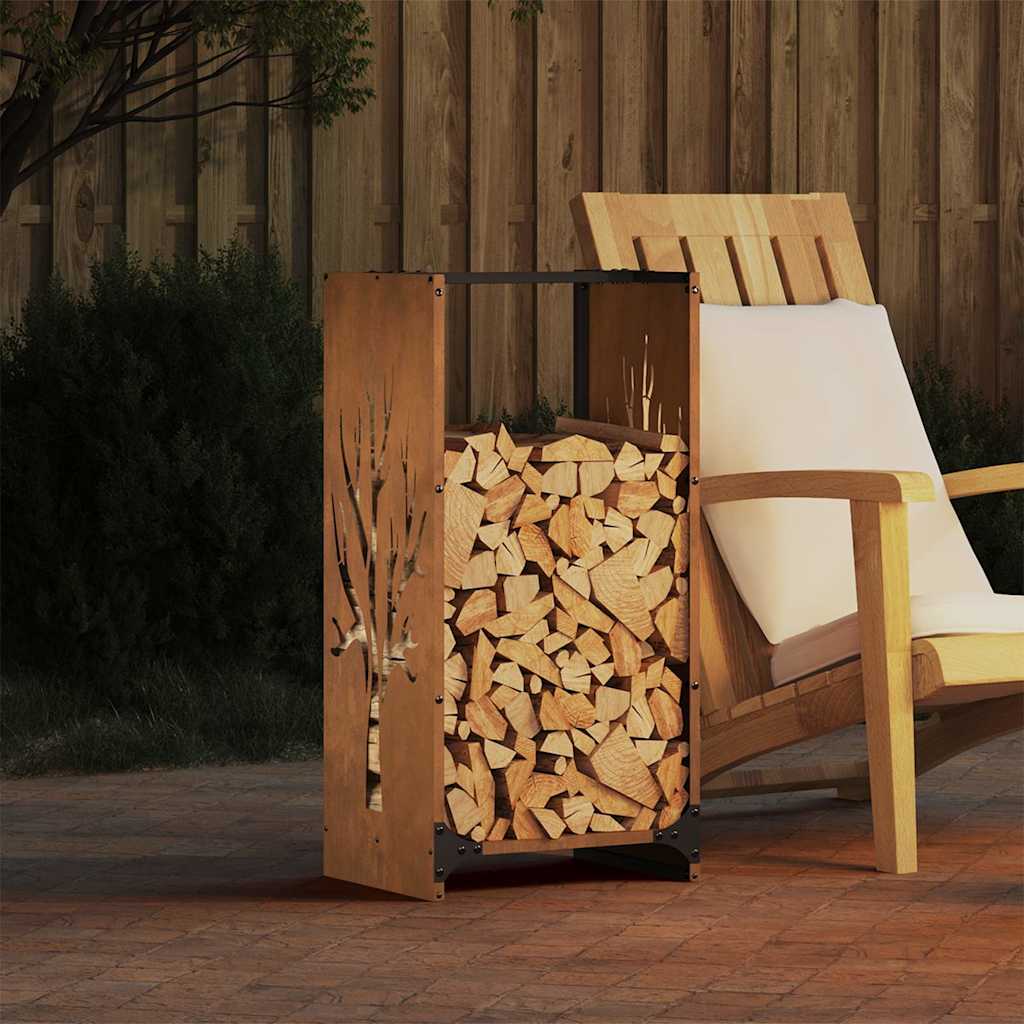 Firewood Rack 40x30x80 cm Weathering Steel