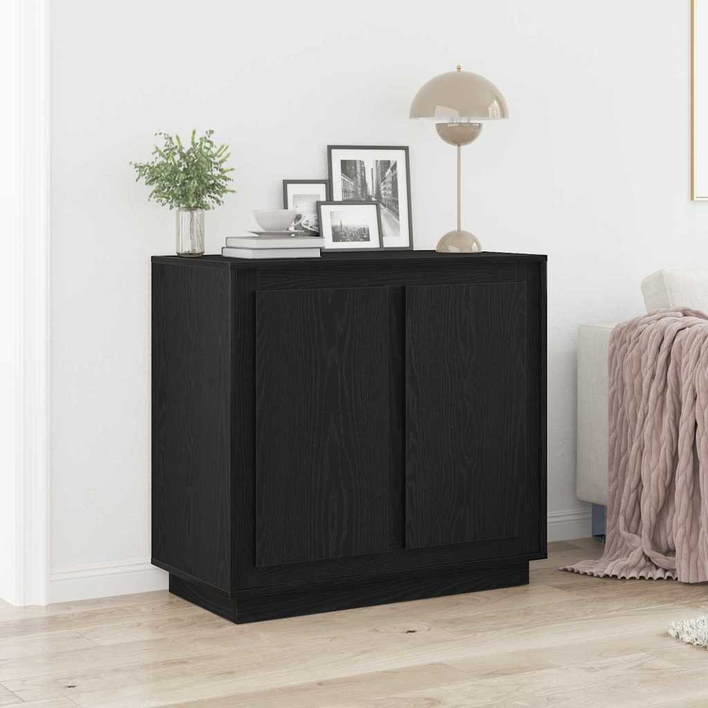 Sideboard Black Oak 80x34x75 cm Engineered Wood