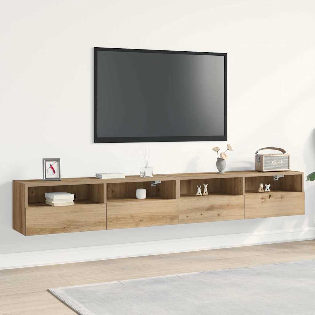 TV Wall Cabinets 2 pcs Artisan Oak 100x30x30 cm Engineered Wood