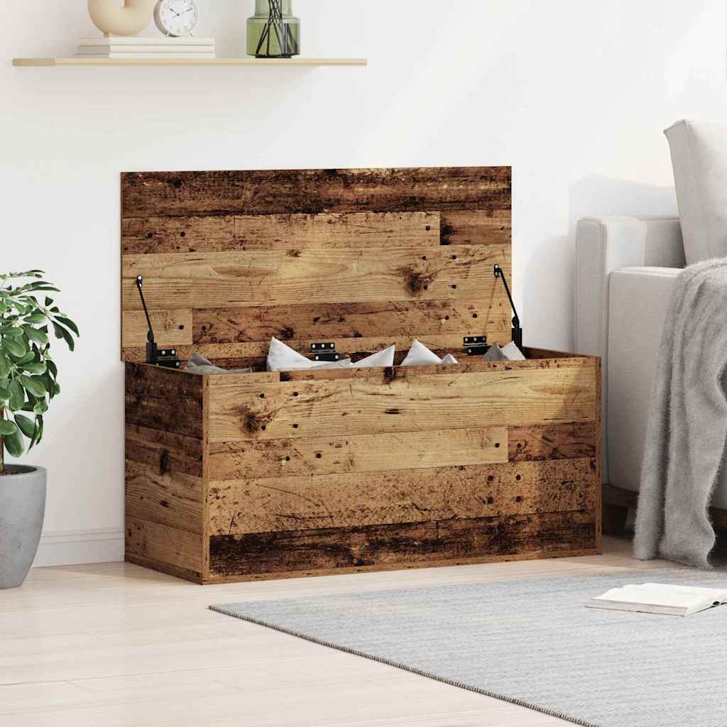 Storage Box with Lid Old Wood 100x42x46 cm Engineered Wood