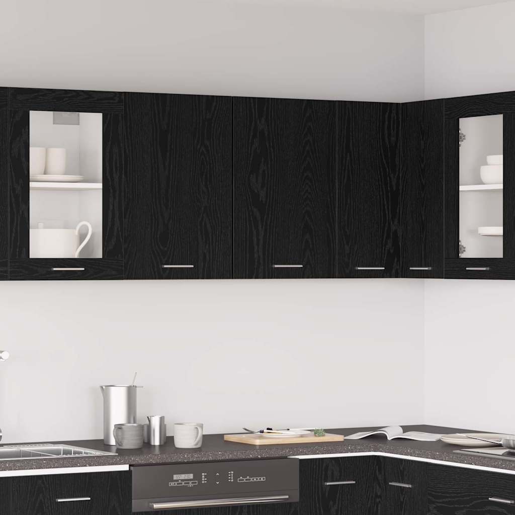 Black Oak Hanging Cabinet - 80x31x60 cm - Made from Engineered Wood