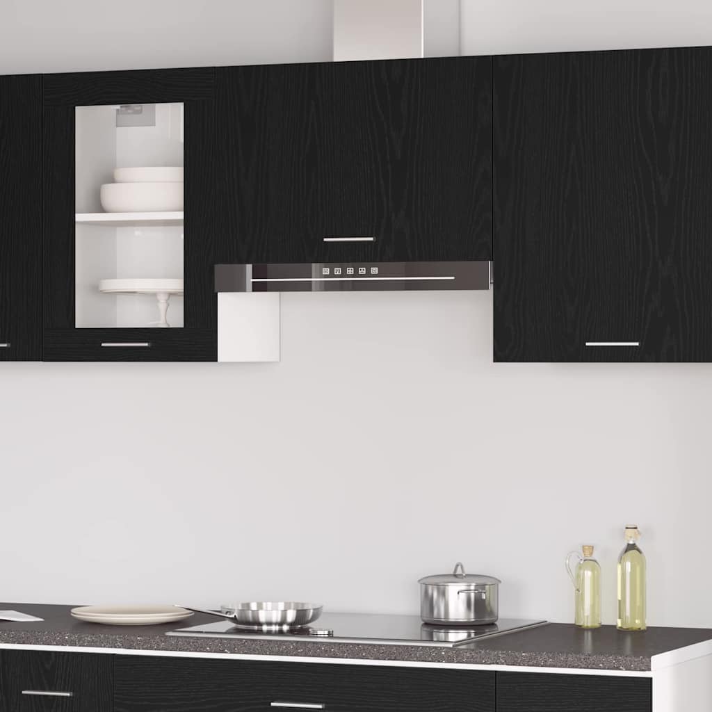 Black Oak Hanging Cabinet - 60x31x60 cm, Made from Engineered Wood