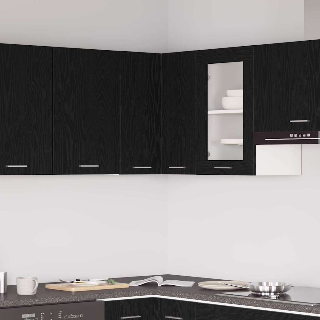Hanging Corner Cabinet - Black Oak - 57 x 57 x 60 cm - Made from Engineered Wood
