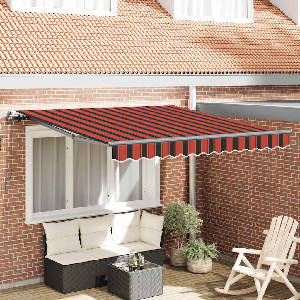 Manual Retractable Awning in Orange and Brown, 300x250 cm