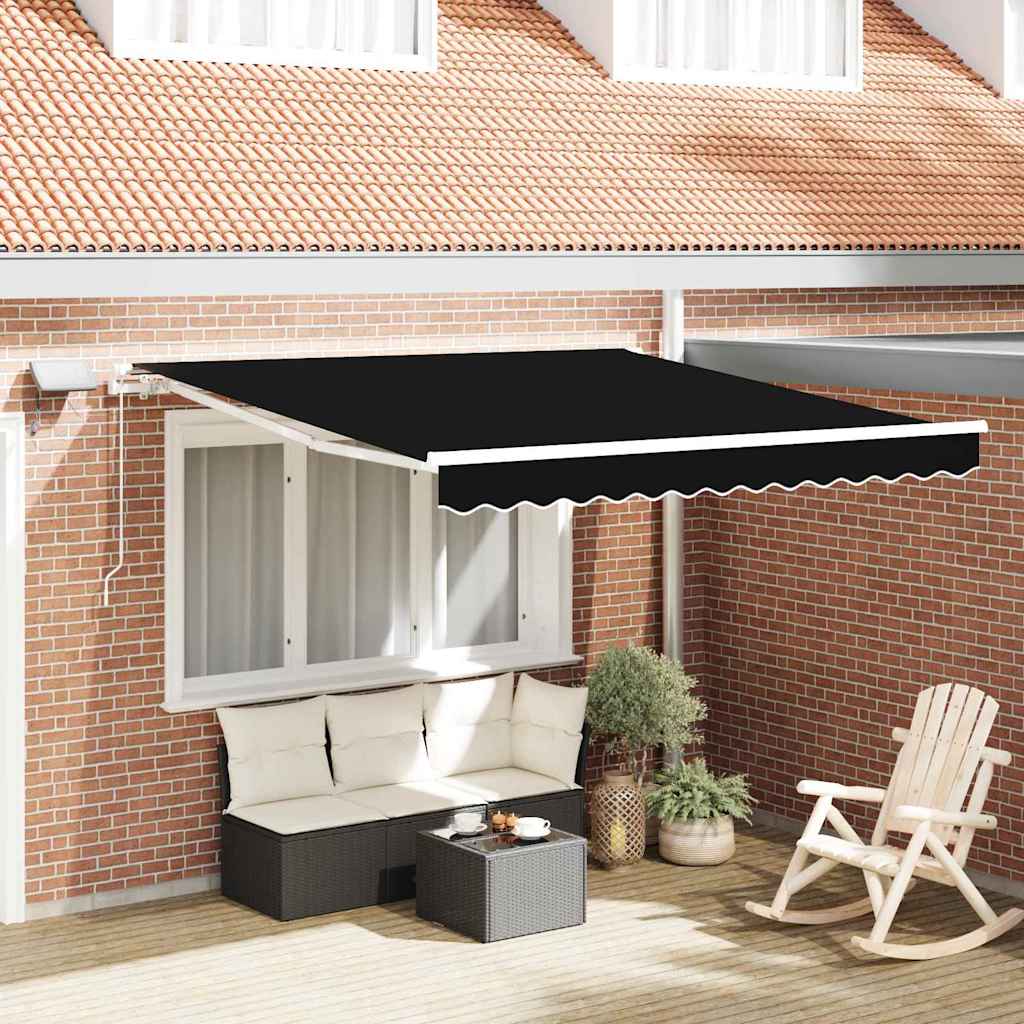 Manual Retractable Awning with LED Black 350x250 cm