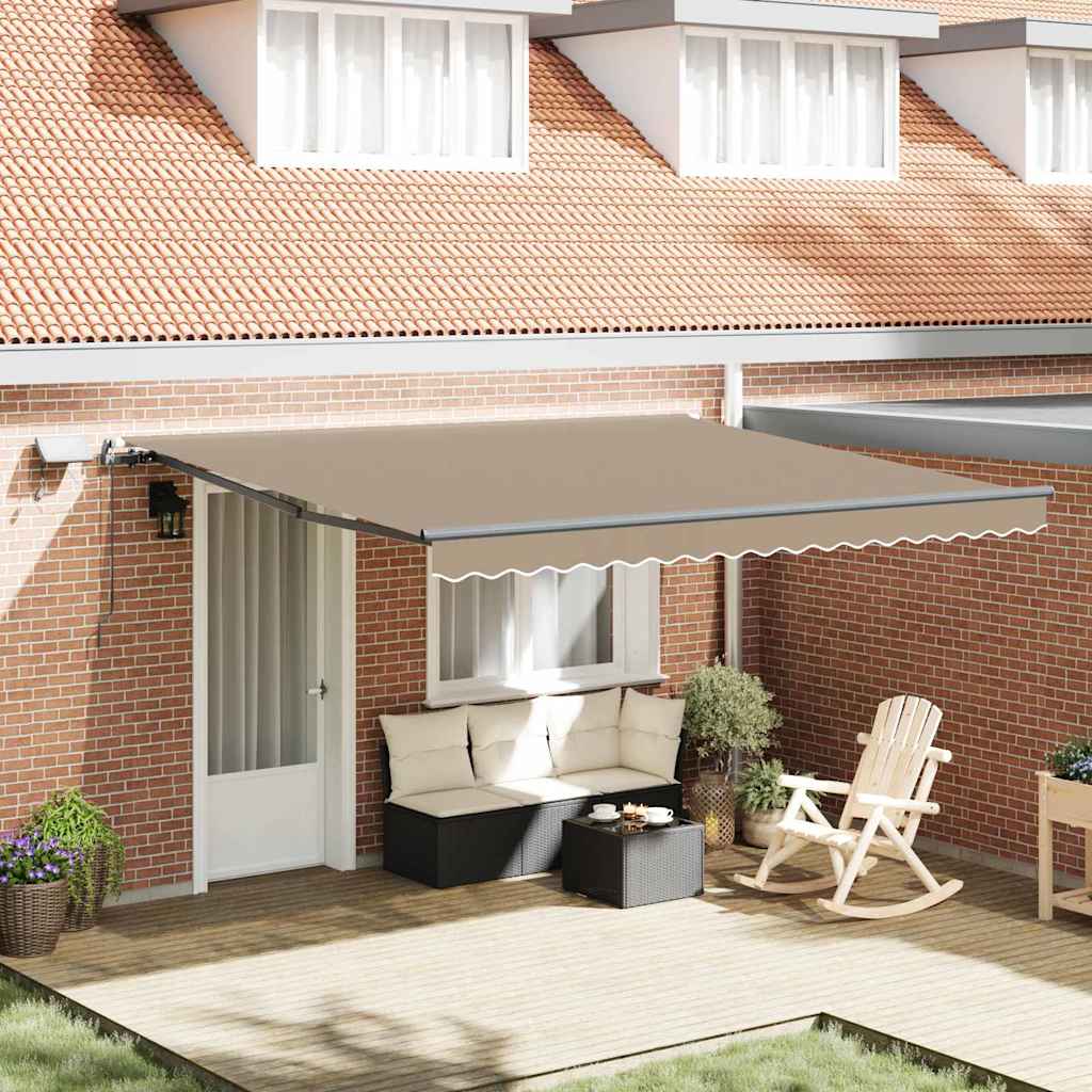 Manual Retractable Awning with LED Beige 400x300 cm