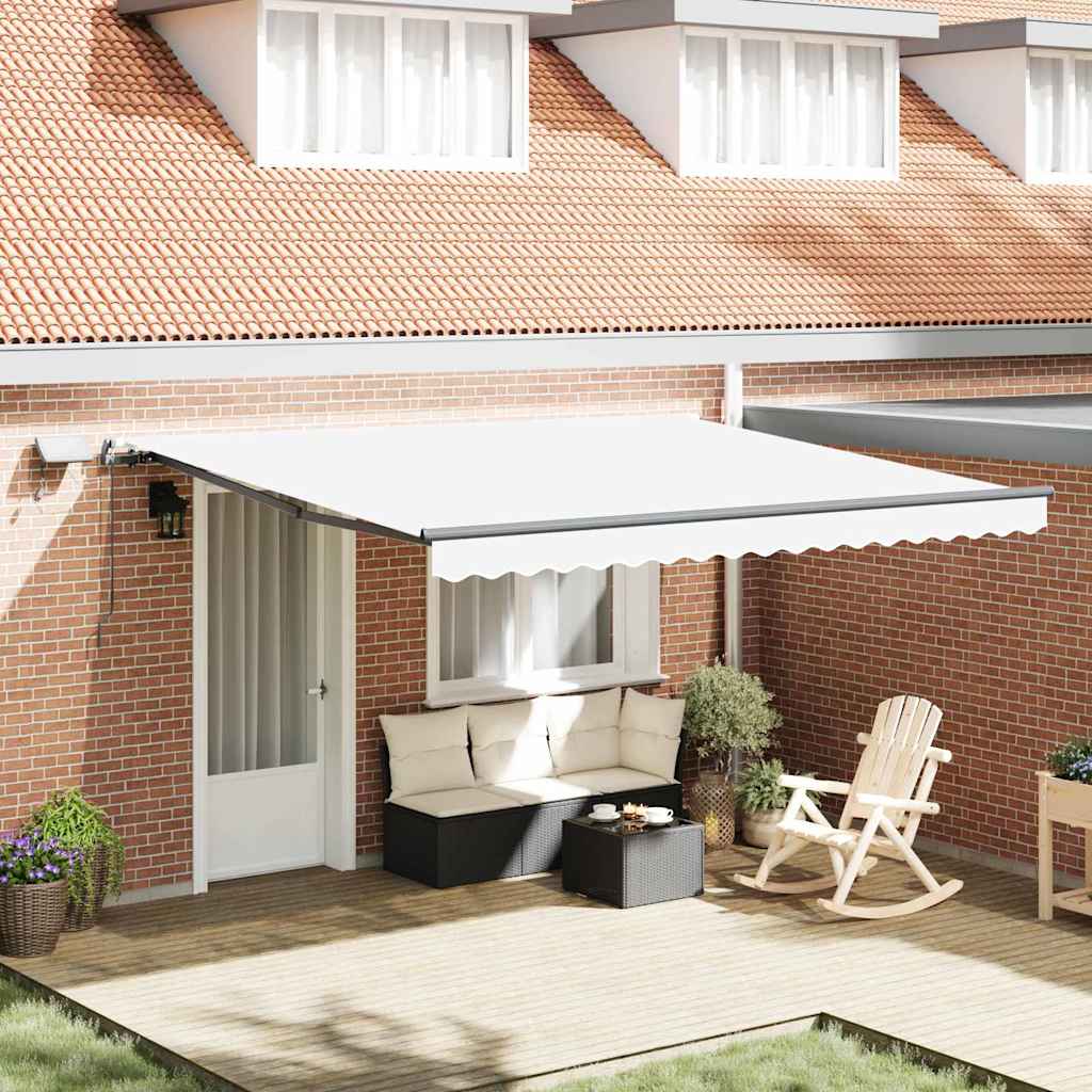 Manual Retractable Awning with LED White 400x300 cm