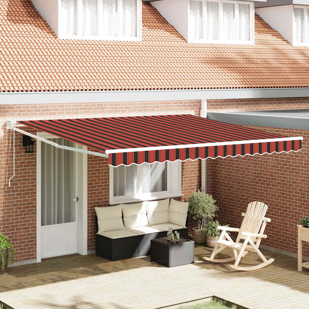 Manual Retractable Awning with LED Yellow and Orange 400x350 cm
