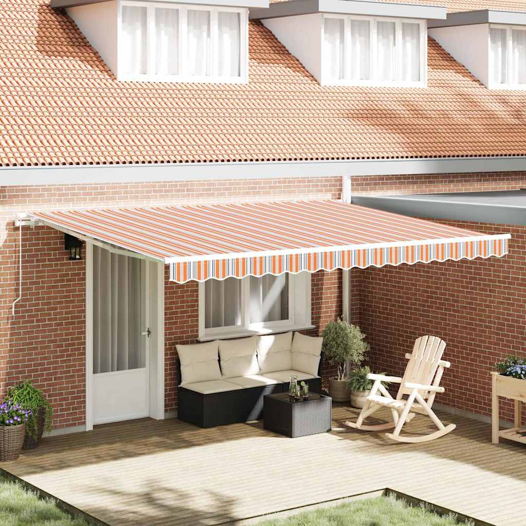 Manual Retractable Awning Multicolour Stripe 450x350 cm
