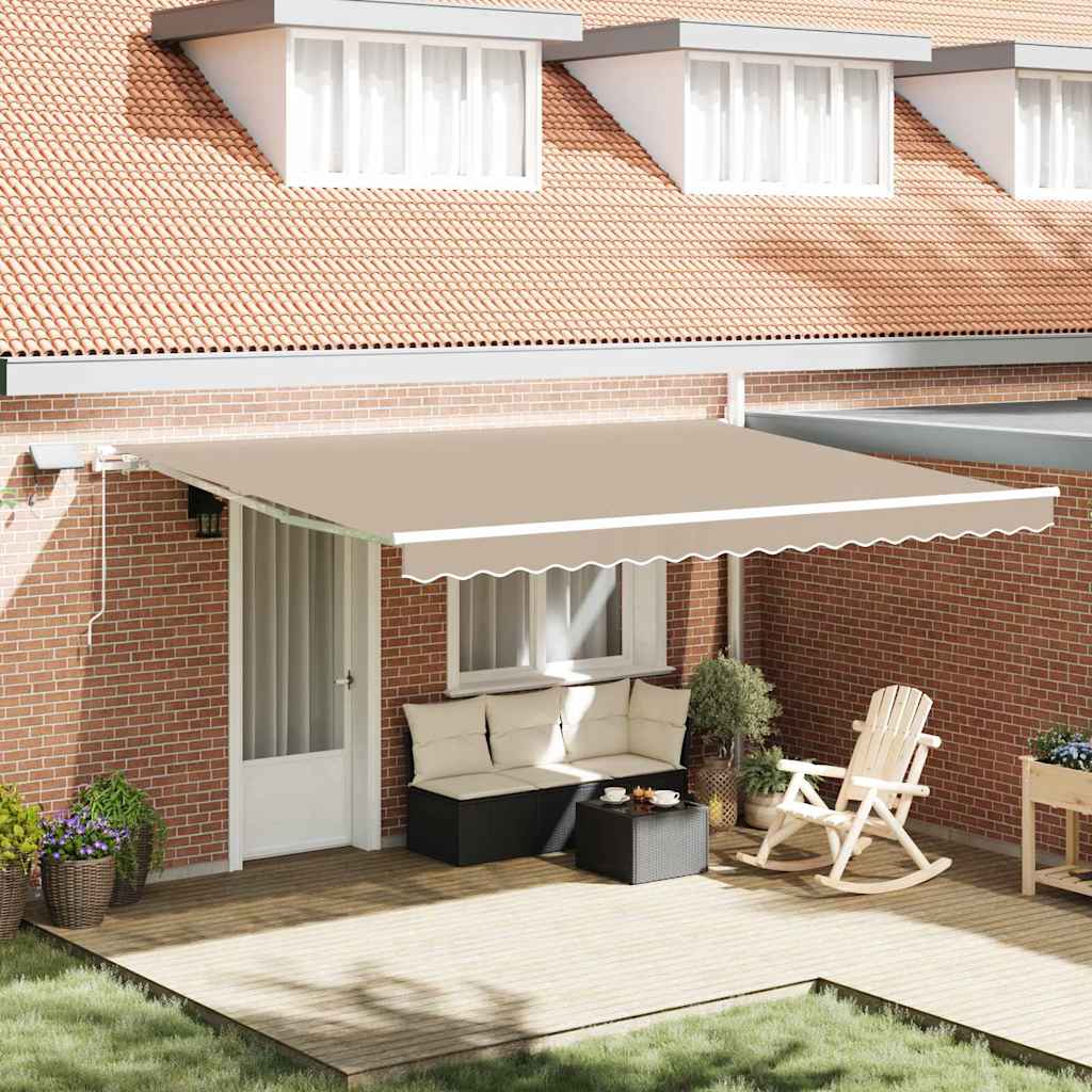 Manual Retractable Awning with LED Beige 450x350 cm