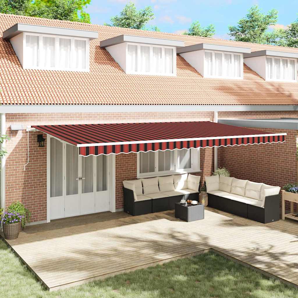 RINLOFT Retractable Awning Manual and brown 600x300 cm - Orange